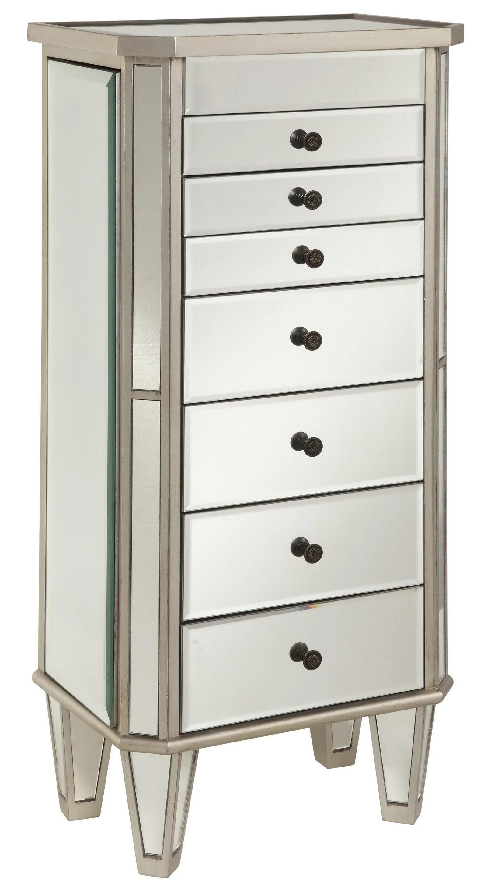 Powell Jewelry Armoire 233314 Silver Painted Jewelry Armoire with